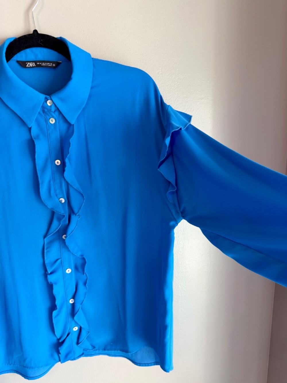 Zara Blue Ruffled Blouse - Picture 2 of 3